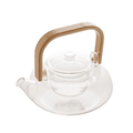 WOLFF - Chaleira de Vidro Borossilicato com Alça de Bambu - 800ml - Resistente a Calor - Infusor de Chá