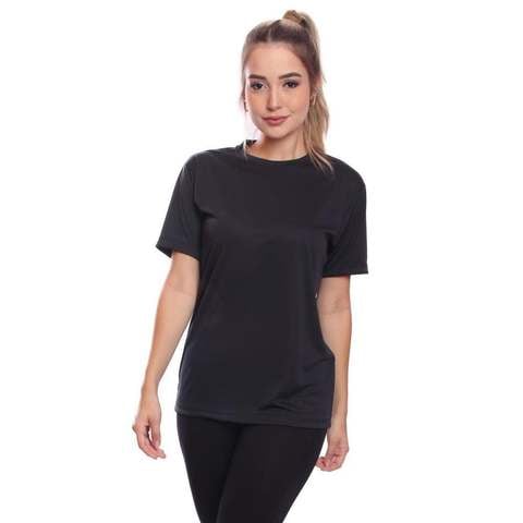 Camiseta Feminina Dry Proteção Solar UV Lisa Treino Academia Passeio Ciclismo - Preto