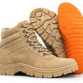 Coturno Masculino Casual Militar Couro Areia Cano Curto Conforto Diário