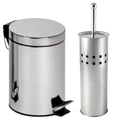 Kit Lixeira Inox 3 Litros com Cesto Removível e Pedal + Escova Sanitária em Inox