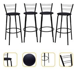 Kit 4 Banquetas Itagold Florida Top Alta Cozinha Americana Bar Balcão Alto Estrutura Pr eta Atlanta Cor Assento Preto 90cm