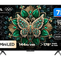 Smart TV 75" TCL 4K UHD MiniLED 75C6K 120Hz Google TV AiPQ Google Assistente 4 HDMI 2 USB