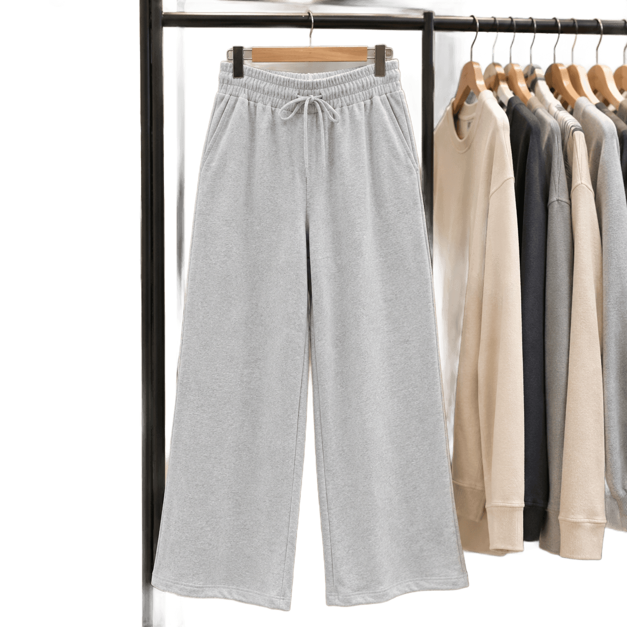 Calça Feminina Lãzinha Pantalona Cintura Alta Com Bolso