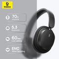 Baseus fones de ouvido sem fio bluetooth 5.3 nível alta fidelidade fone 40mm driver dobrável sobre a orelha 70h playti
