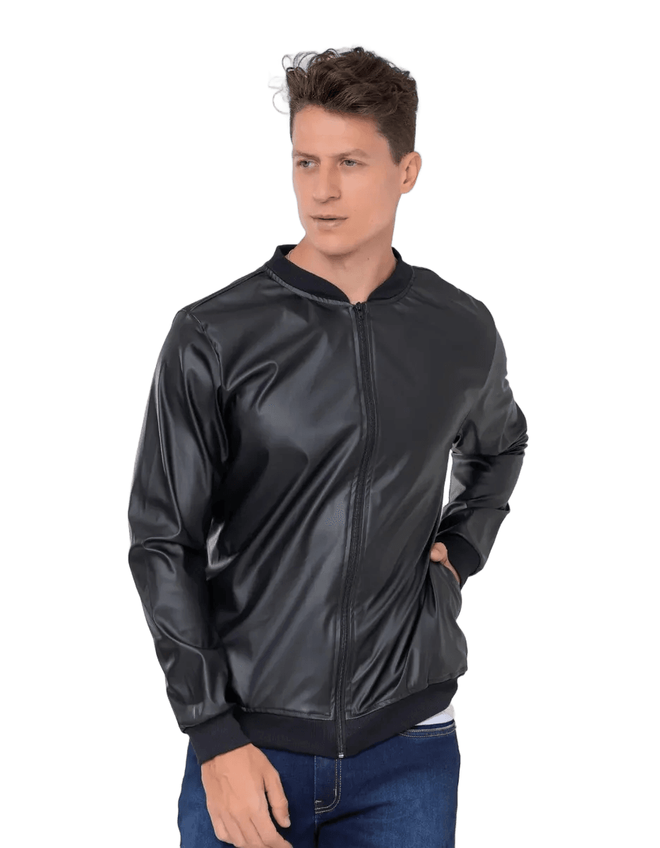 Jaqueta Bomber Courino Masculina Com Zíper E Bolso