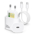 Carregador 30W + Cabo USB-C Tipo C Compatível com Android e i.Phone com Entrada Tipo C 15 16 e 17 Plus Pro Max Car