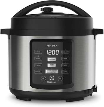 Panela Pressão Elétrica Electrolux Digital Capacidade 5l Silenciosa Segura 10 Travas Segurança 9 Receitas Pré-programadas Pcc15 Inox Preto 127v Por Rita Lobo
