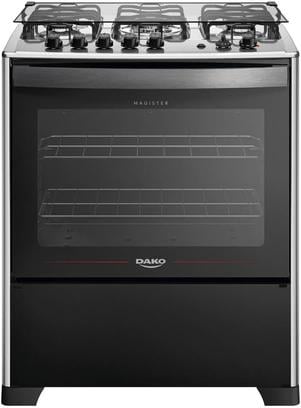 Fogão 5 Bocas Dako Magister Grill Preto com Mesa Inox Bivolt
