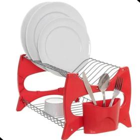 Escorredor De Louca Cozinha 13 Pratos Copo Duplo 2 Andares Porta Talheres - MetalTru