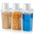 Kit 3 potes dispenser com copo dosador para alimentos, graos, sabao e detergente liquido