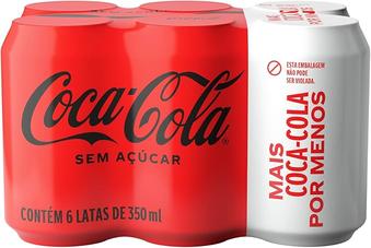 Pack De Coca-cola Sem Açúcar 350ml 6 Unidades