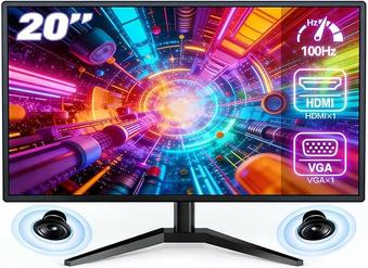 Monitor Gamer LCD 20 Polegadas pc,1600x900 HD,Alto-falantes Integrados,100Hz,Tempo de Resposta 1ms,250cd/m²,72% NTSC,1000:1,HDMI/VGA/AUIDO/DC,Bivolt