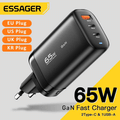 Essager 65w gan usb tipo c carregador para portátil pps 45w 25 carga rápida para samsung xiaomi realme móvel iphone15