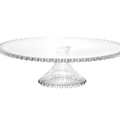 WOLFF - Prato para Bolo com Pé de Cristal 31cm x 11cm - Linha Pearl