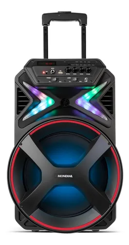 Caixa Amplificada MONDIAL Connect Lights 400W RMS | Preto/Vermelho, Bivolt, CM-400