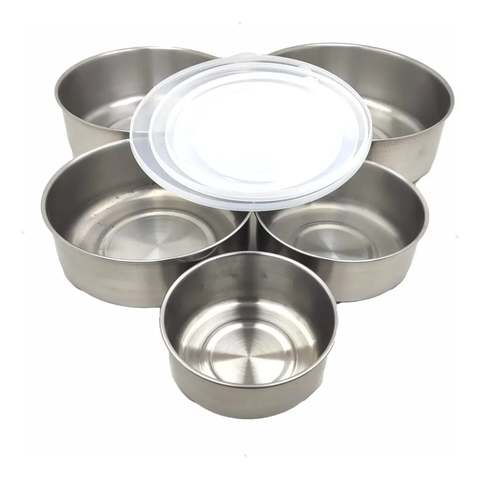 Conjunto Potes Vasilha Organizador Cozinha Geladeira Inox 5p
