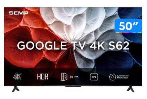 [Magalu] Smart TV 50" TCL 4K UHD LED 50S62 Google TV AiPQ Google Assistente 3 HDMI