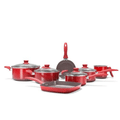 Jogo De Panelas 7 Peças Ceramic Life Easy - Vermelha