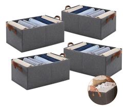 Kit 4 Caixas Cesto Organizadora Grande Dobrável Guarda Roupa Gaveta Mesas Banheiro Cor Cinza