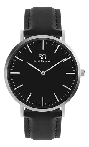 Relógio Masculino Saint Germain Murray de Quartzo com Pulseira Preta e Caixa Prateada de 40mm