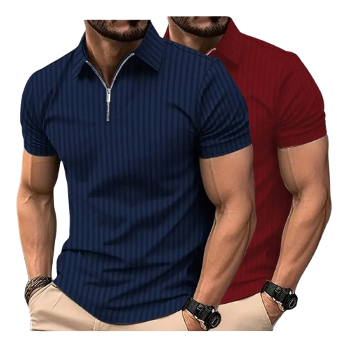 Kit 2 Camiseta Polo Manga Curta Com Ziper Masculina Canelada