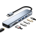 Adaptador Hub USB 7 em 1 com HDMI 4K, USB-C e Leitor SD