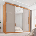 Guarda Roupa Casal 3 Portas com Espelho 4 Gavetas Costa Rica Sallêto Móveis Cinamomooff-white