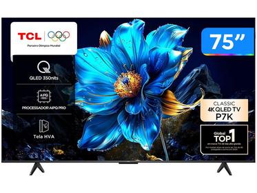 Smart TV TCL 75 Polegadas QLED 4K P7K WiFi Bluetooth Google TV HDR10+ Dolby Atmos Dolby Vision 75P7K