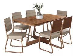 Conjunto Sala De Jantar Mesa E 6 Cadeiras Fênix Carraro Rose
