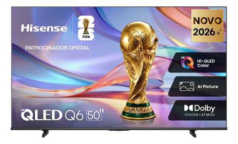 Hisense Smart TV 4K 50" Polegadas 50Q6QVV com Processador AI, Dolby Vision, HDR10+, HLG, Filmmaker Mode, Dolby Gaming, Dolby Atmos, MiraCast e Compatibilidade Alexa e Google